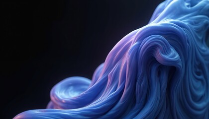 Poster - Abstract swirling blue, purple gradient design on black background. Dynamic flowing shapes create visual interest. Modern abstract art style. Suitable for tech fashion design projects branding.