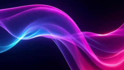 Poster - Vibrant waves cascading across dark background, generating dynamic abstract visual with fluid color spectrum movement