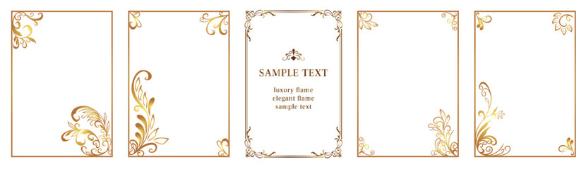 Fototapete - rectangle vintage decorative frames. gold ornate border. retro ornamental, isolated vector set.eps