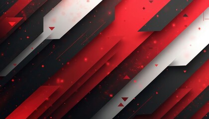 Poster - dynamic abstract design with diagonal stripes, triangles in red black, white. contemporary geometric