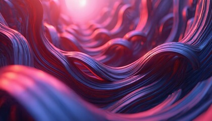 Poster - Abstract digital design artwork. Dynamic three-dimensional shapes with smooth curves, bright gradient colors create futuristic futuristic aesthetic. Minimalist design elements, bright colors create