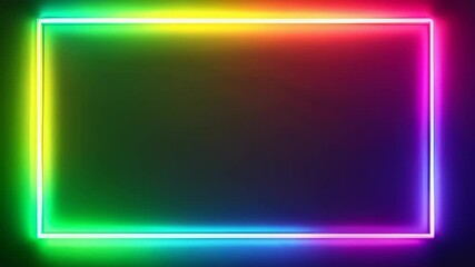 Poster - Colorful neon frames smoothly transition through a spectrum of vibrant hues on a black background
