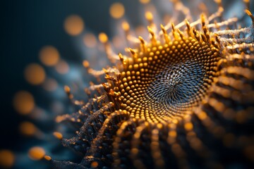 Poster - Intricate spiral patterns of a vibrant orange flower captured in a close-up view
