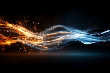 Poster - Dynamic waves of light and energy creating a mesmerizing glow in a dark space