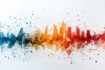 Poster - Vibrant abstract representation of sound waves showcasing dynamic colors and geometric shapes in a modern artistic style