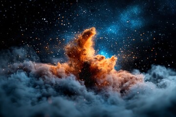 Poster - Colorful cosmic cloud of dust and gas illuminating the night sky
