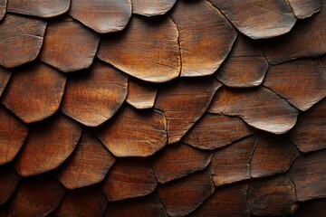 Poster - Textured brown surface resembling natural scales displayed prominently in a close-up view