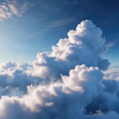soft white cloud amidst a deep blue sky with gentle wisps of fog, white, atmosphere, nature