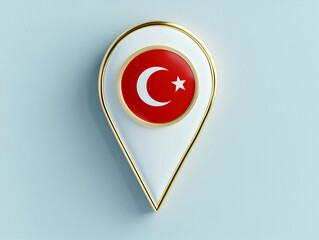 Poster - Location pin with Turkish flag symbolizing Turkey in a modern design