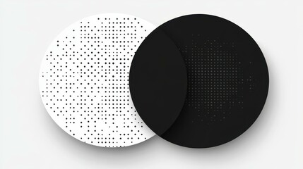 Explore a modern halftone round icon with dots, perfect for logos or backgrounds in a sleek black and white design.