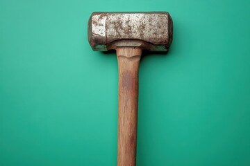 Wall Mural - Heavily used sledge hammer with a wooden handle is featured