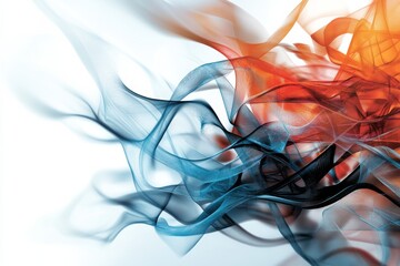 Poster - Colorful abstract design featuring flowing ribbons in blue and orange tones against a light background