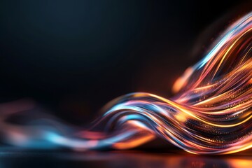 Poster - Colorful light trails swirl through a dark space creating a mesmerizing visual effect