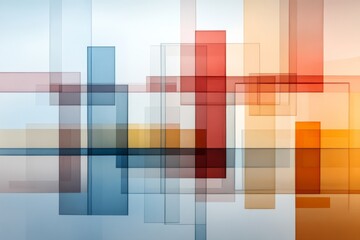 Poster - Abstract geometric design featuring overlapping transparent shapes in vibrant colors and varying opacities