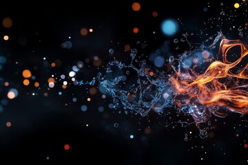Aufkleber - Dynamic fusion of water and fire elements creates stunning visual effects in a dark environment