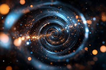 Poster - Swirling galaxy with glowing stars and cosmic energy in deep space