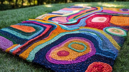 Aufkleber - This stunning handmade wool rug showcases an array of bold colors and intricate patterns, adding a lively touch to any space. Ideal for brightening up living areas or special events