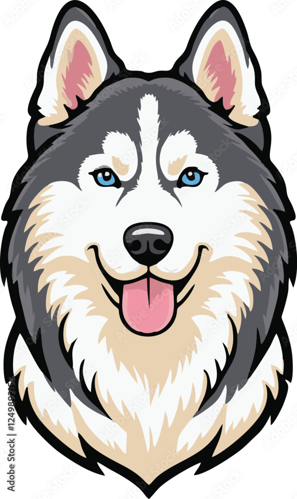 siberian husky dog mascot logo design concept vector illustration white ...