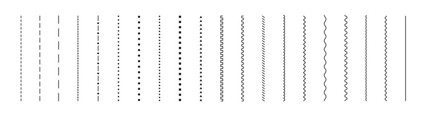 Poster - Set of wavy lines. Various wave lines isolated collection. Collection of abstract wavy curve lines. Lines set