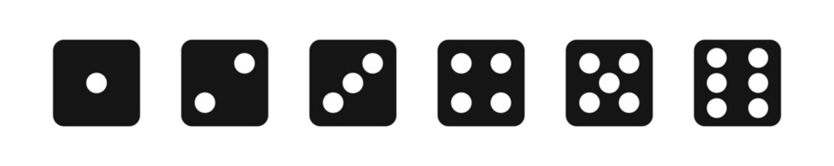 Poster - Game dice.Gaming dice icons.. Dice from one to six. Dices Vector illustration. Monochrome dices