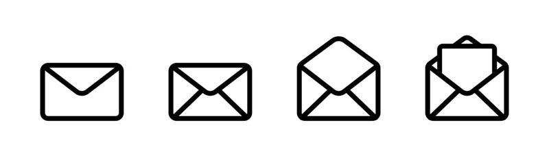 Poster - Message mail icon set. E-mail envelope icons. Inbox, sending, opened, received, sent, delivered mail sign symbol. Letter paper envelope. Message envelope icons