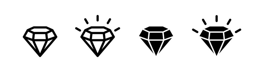 Poster - flat style diamond icons. set of diamonds. diamond shapes. gemstone icons. jewelry symbols