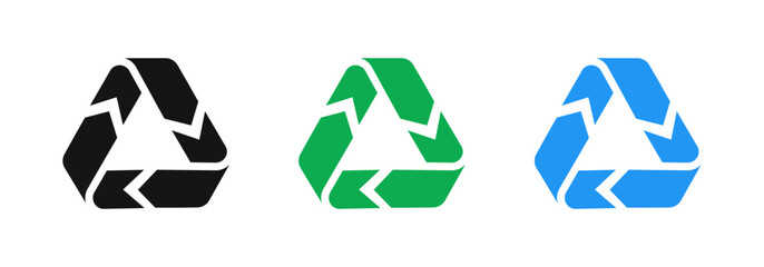Poster - Recycle arrow icons. Reusing symbols. Recycle, reuse and reduce icons. Recycling arrows