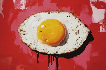 Canvas Print - Close up of a sunny side up egg painting