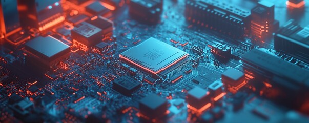 Poster - Exploring the Intricate Circuits: A Detailed Look at Microchip Technology and its Components, Illuminating the Future of Computing.