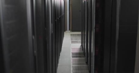 Poster - Image of server racks in data center representing modern cloud computing technology