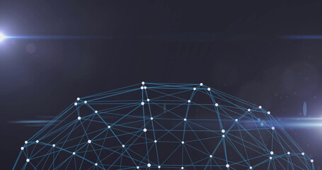 Poster - Image of glowing nodes and connecting lines forming futuristic digital network on dark background