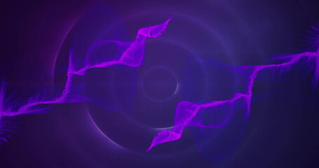 Poster - Image of abstract purple and blue waves creating dynamic energy flow on dark background
