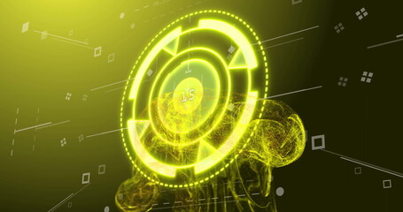 Aufkleber - Digital countdown image over glowing yellow circular interface