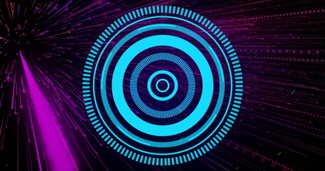 Poster - image of network of connections over scope scanning on black background