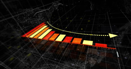 Poster - image of statistics and financial data processing over dark background