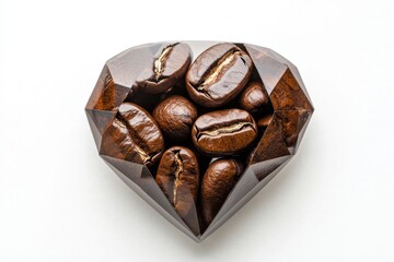 Poster - Coffee beans arranged creatively in a diamond shaped container