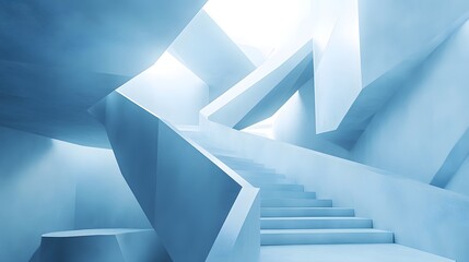 Fototapete - Dynamic low-poly structures in a digital space create an immersive experience within a modern architectural setting