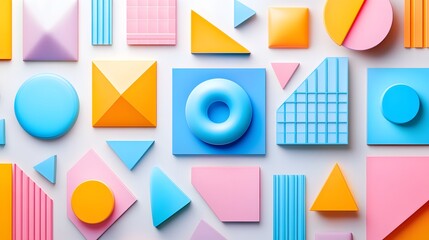 Fototapete - Colorful geometry vibrant geometric shapes on a wh 471cba49-d860-48cd-9104-d593b89d7f69 3 - bright colorful pattern with abstract shapes