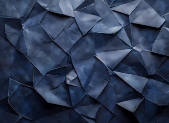 Leinwandbilder - Dark blue background with paper texture and geometric shapes for design, print, or wallpaper. Dark blue abstract background