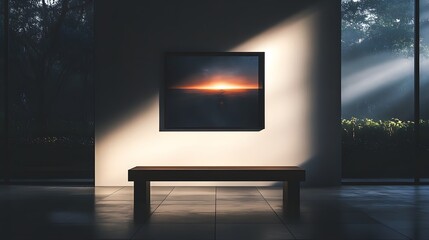 Fototapete - Artistic reductions minimalist art piece on a gall 7879225f-ec70-4a50-bbe7-99949ef84030 3 in a serene modern living room decor