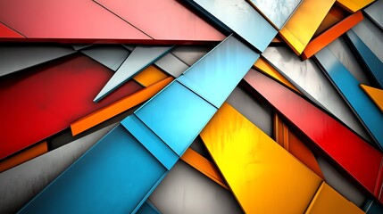 Poster - Colorful Abstract Geometric Design Featuring Overlapping Shapes and Bold Colors in a Dynamic Composition