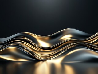 Poster - Abstract Waves of Black and Gold Create a Striking Visual Effect in an Artistic Display
