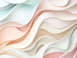 Poster - Soft Pastel Paper Waves Create a Gentle Abstract Pattern With Flowing Textures and Subtle Colors in Modern Design