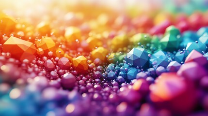 Poster - Colorful Crystal Formations Create a Vibrant and Lively Abstract Landscape in Bright Lights During a Sunny Day