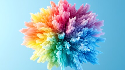 Poster - Colorful Explosion of Crystalline Formations Against a Light Blue Background Creates a Mesmerizing Display of Hues and Shapes