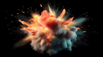 Poster - Bright and Colorful Explosion of Colors and Smoke in a Dark Background Captured in Detail