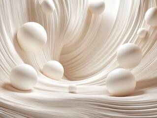 Poster - Textured White Background With Smooth Spheres Creating an Abstract Composition in a Serene Atmosphere