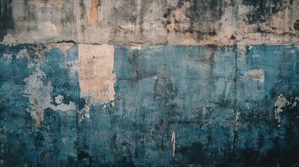 Aufkleber - Layers of blue and beige paint peel away, exposing a textured surface that tells a story of time and neglect. This artwork captures the beauty of urban decay and transformation