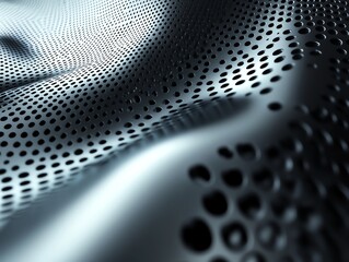 Poster - Textured Surface With Circular Holes Creates an Artistic Design Showcasing Depth and Contrast in Lighting