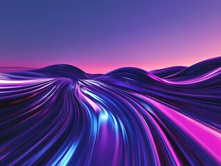 Poster - Surreal Landscape With Vibrant Waves and a Colorful Sky at Dusk Capturing an Imaginative View of the Horizon
